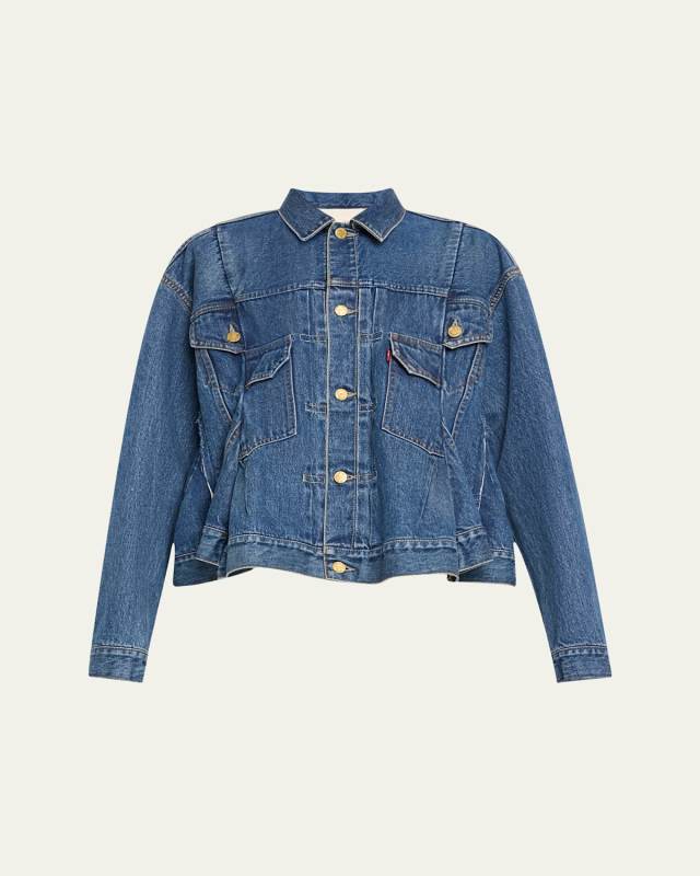Denim Peplum Trucker Jacket